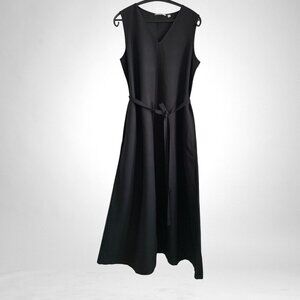 Uniqlo Maxi Linen Blend Black Dress, Size M